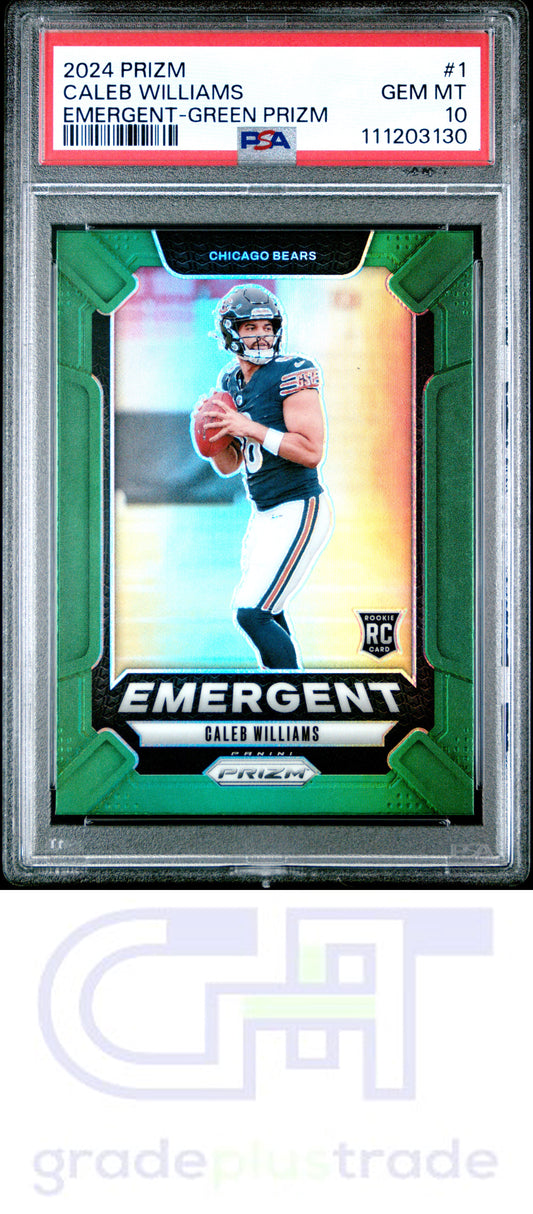 2024 Panini Prizm Emergent #1 Green Prizm Caleb Williams RC PSA 10