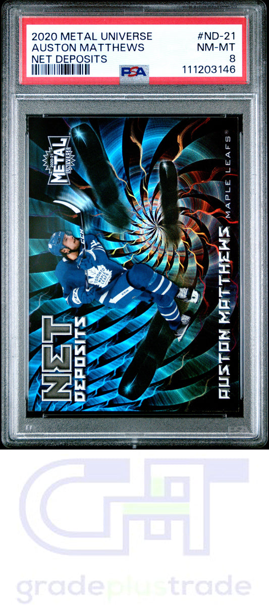 2020 Skybox Metal Universe Net Deposits #ND-21 Auston Matthews PSA 8