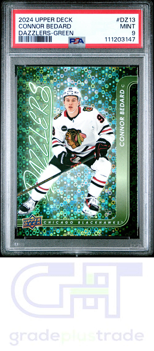 2024 Upper Deck Dazzlers #DZ13 Dazzlers-Green Connor Bedard PSA 9