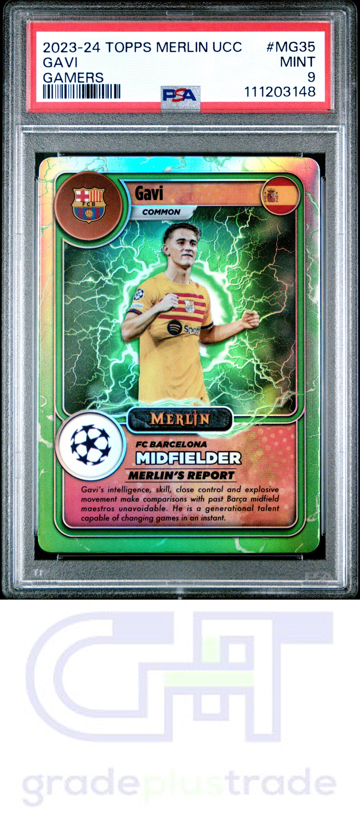 2023-24 Topps Merlin Uefa Club Competitions Merlin's Gamers #MG35 Gavi PSA 9