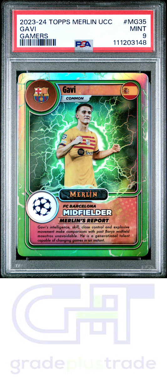 2023-24 Topps Merlin Uefa Club Competitions Merlin's Gamers #MG35 Gavi PSA 9