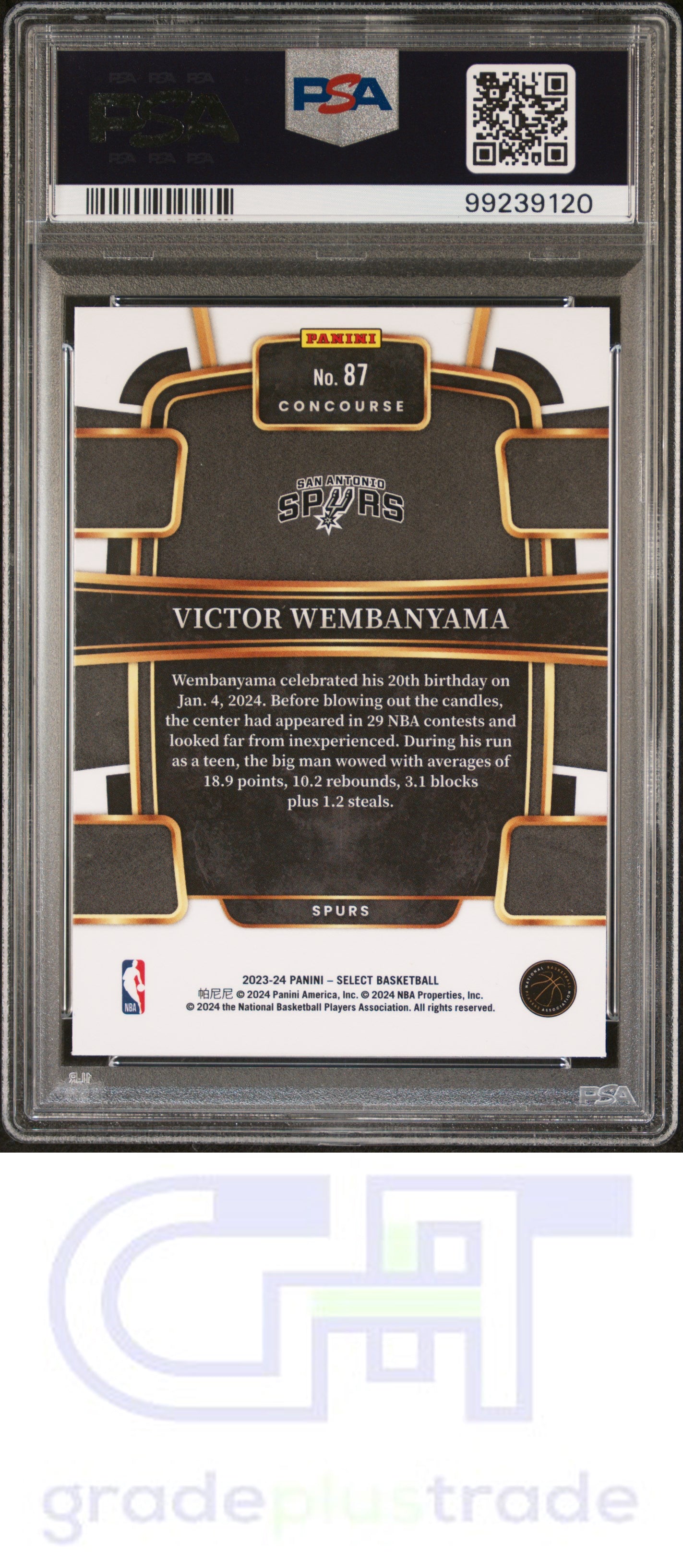 2023 Panini Select #87 Blue Victor Wembanyama RC PSA 9