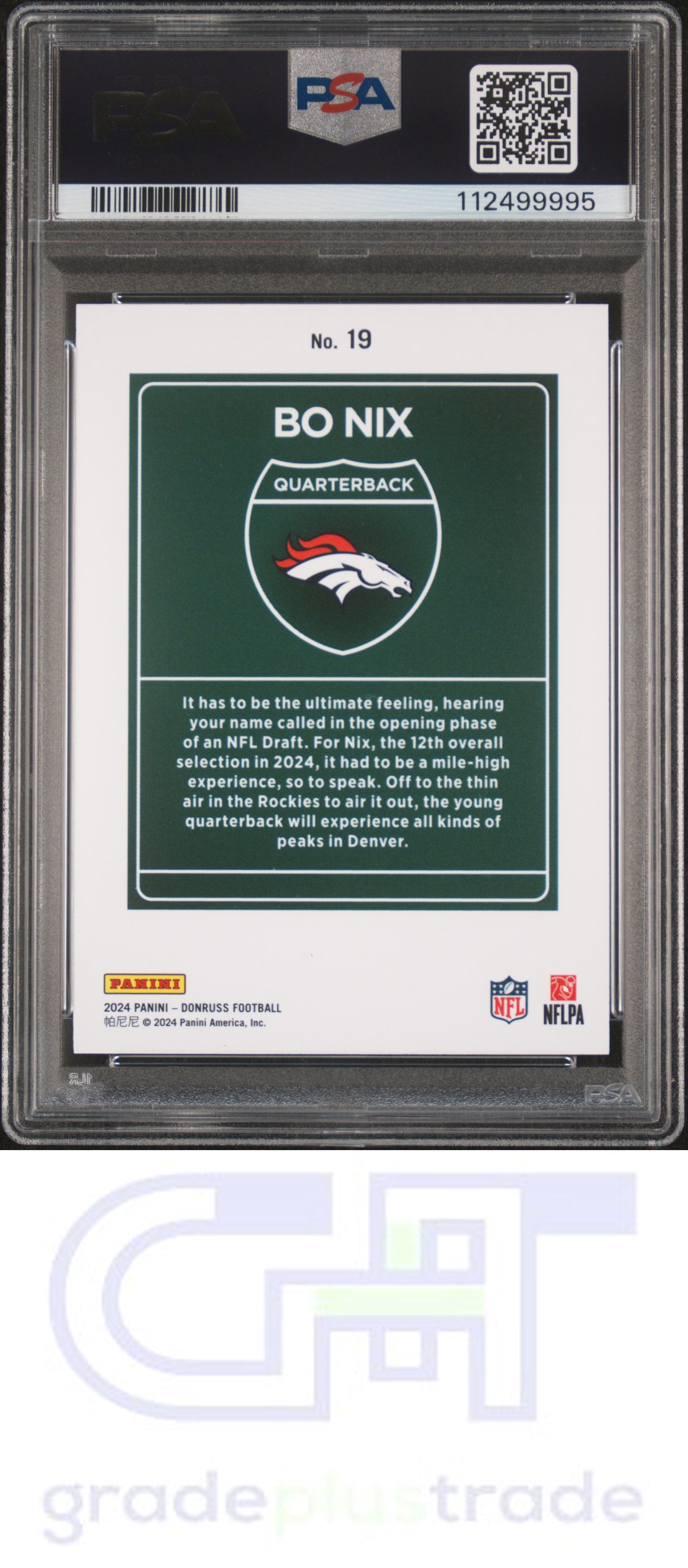 2024 Panini Donruss Downtown! #19 Bo Nix RC PSA 9