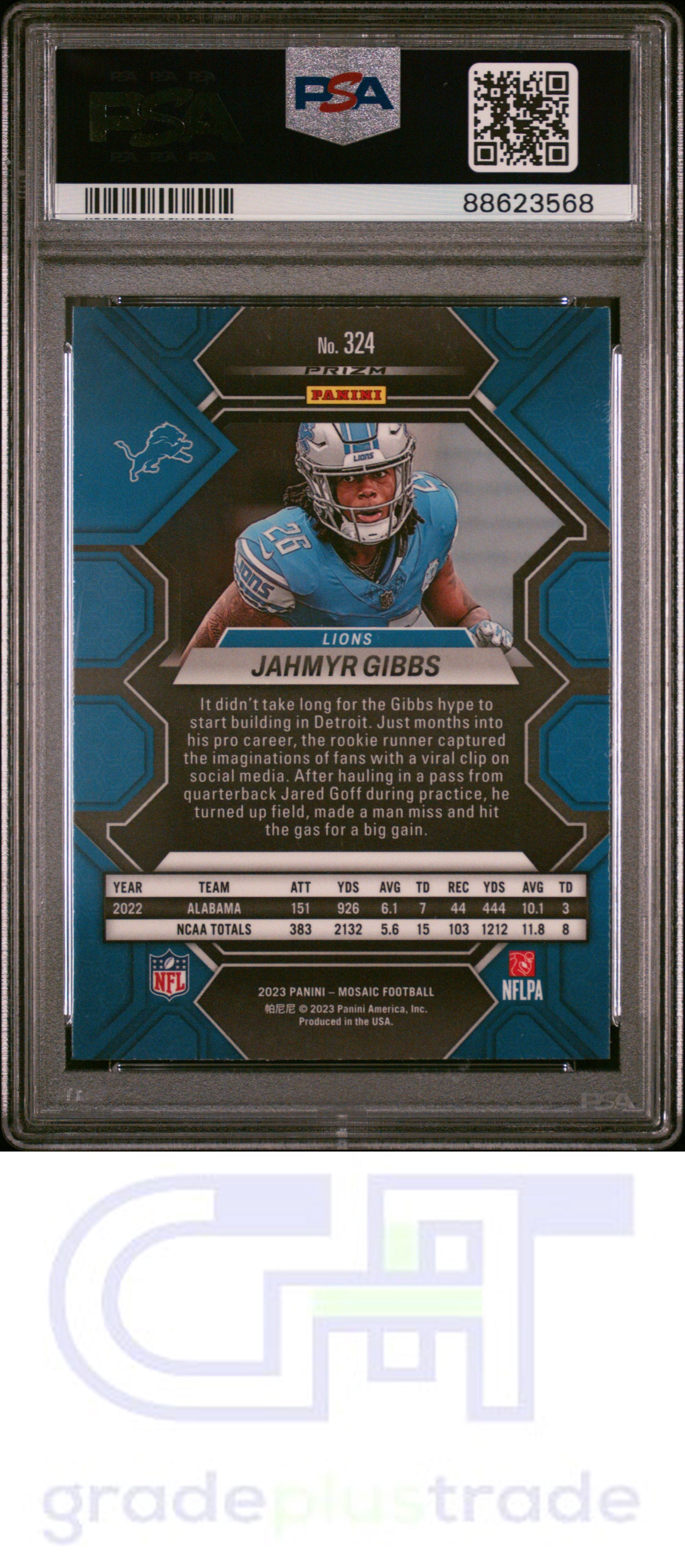 2023 Panini Mosaic #324 Jahmyr Gibbs RC PSA 10