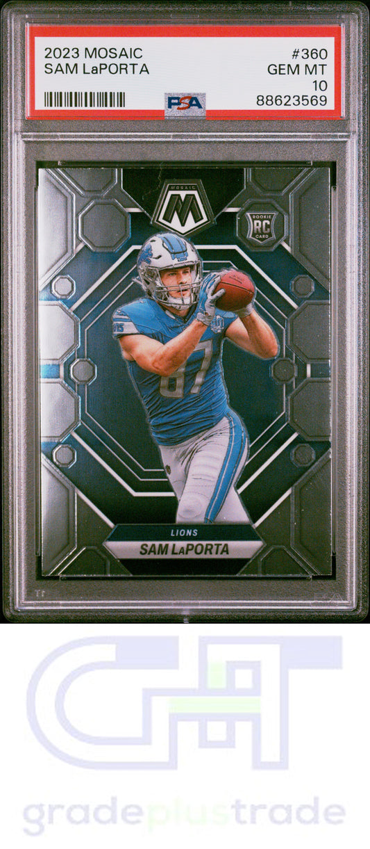 2023 Panini Mosaic #360 Sam Laporta PSA 10