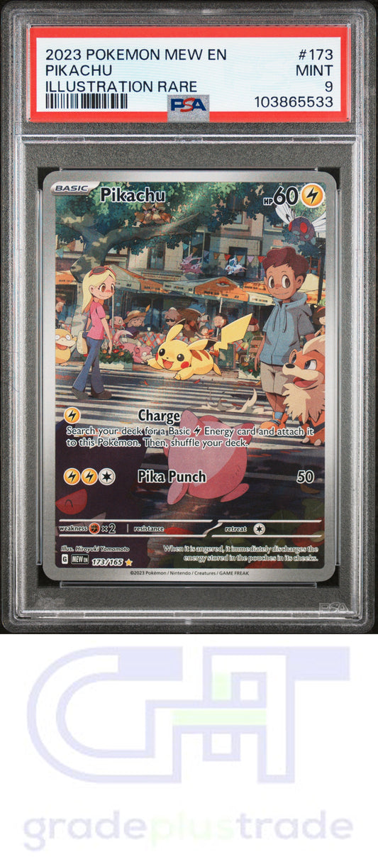 2023 Pokemon Mew En-151 #173 Illustration Rare Pikachu PSA 9 MINT