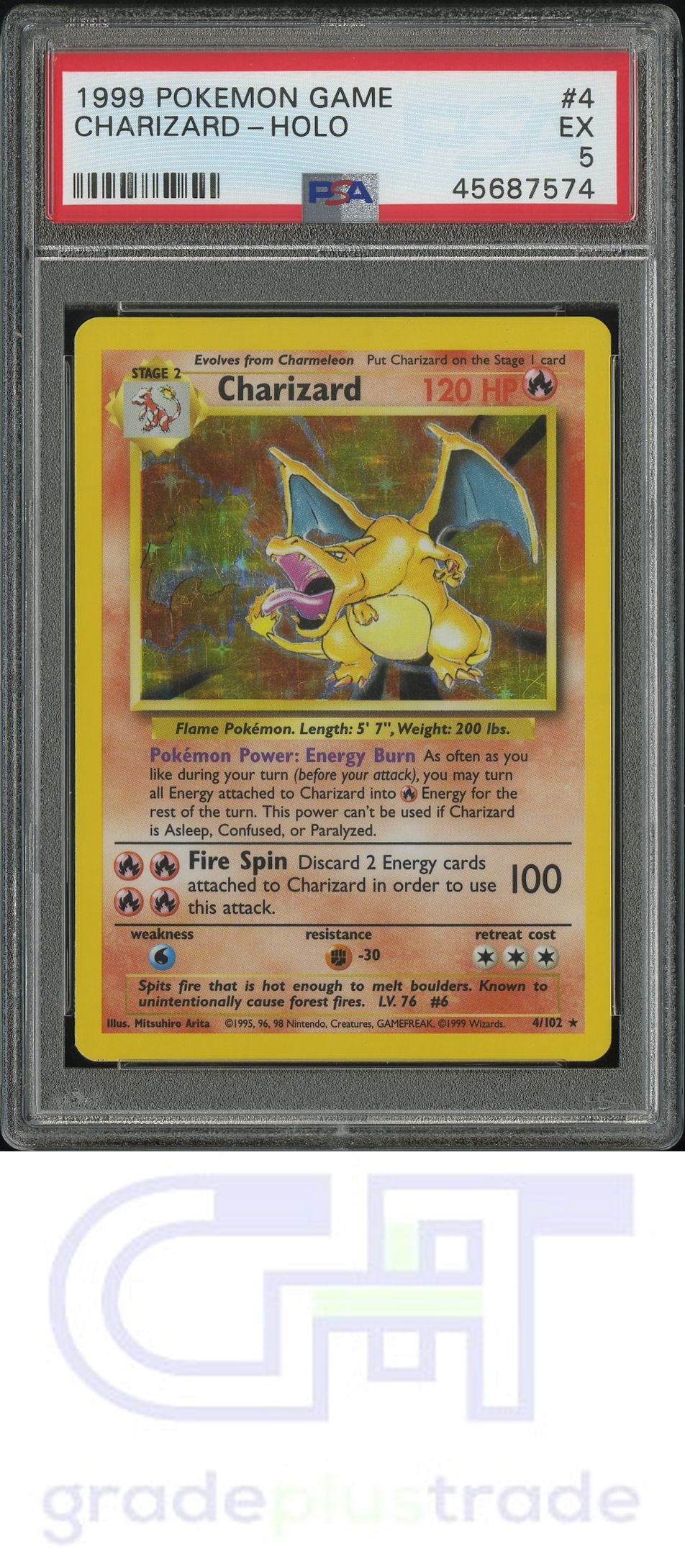 1999 Pokemon Game #4 Charizard-Holo PSA 5