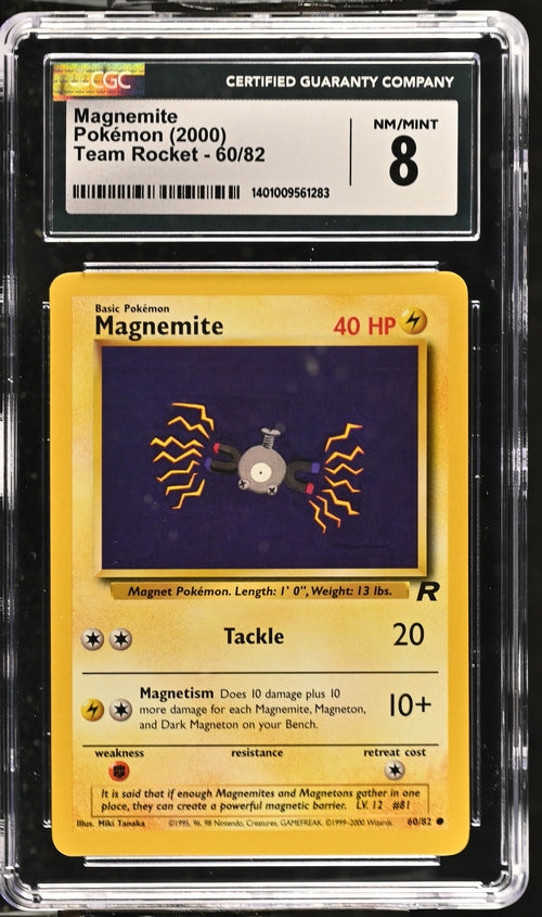2000 Pokemon Team Rocket #60 Magnemite CGC 8 NM/MINT