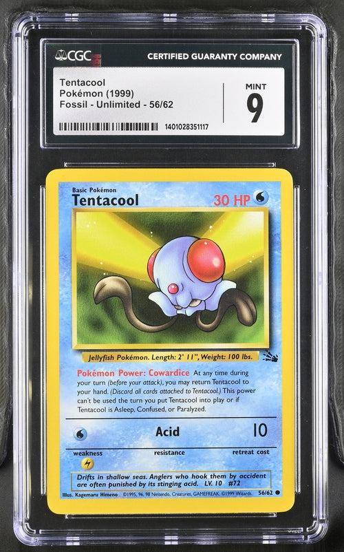 1999 Pokemon Fossil #56 Tentacool CGC 9 MINT