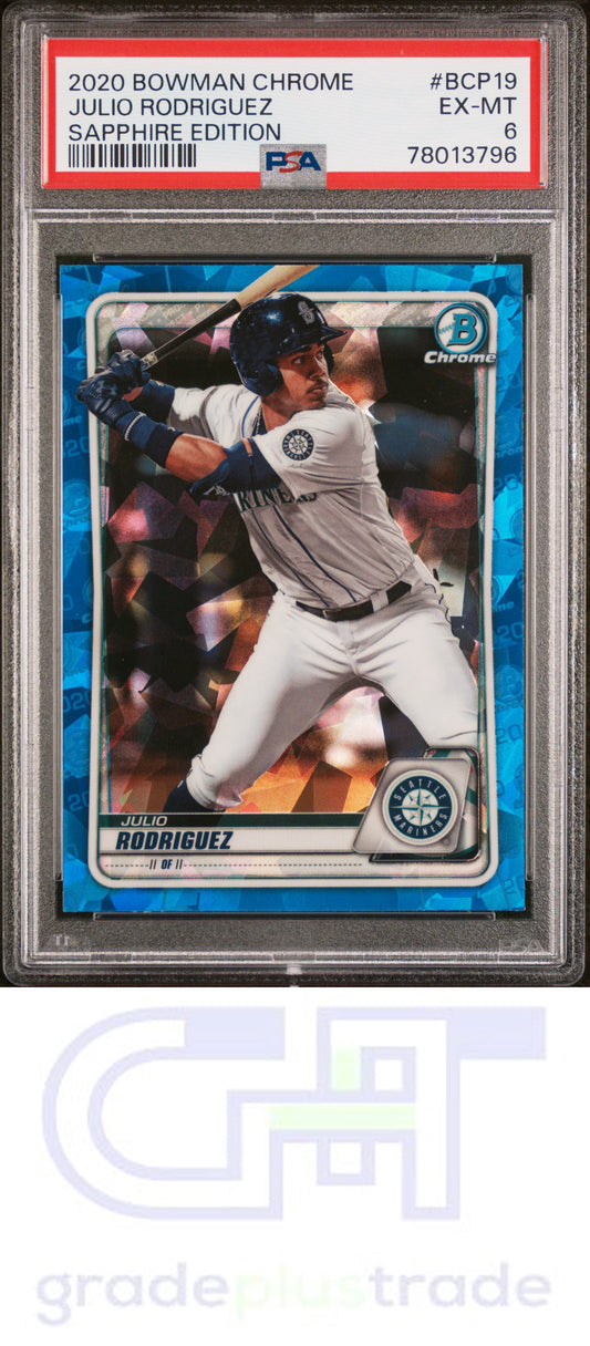 2020 Bowman Chrome Sapphire Edition #BCP19 Julio Rodriguez PSA 6