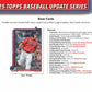2025 Topps Baseball Update Series Jumbo Box