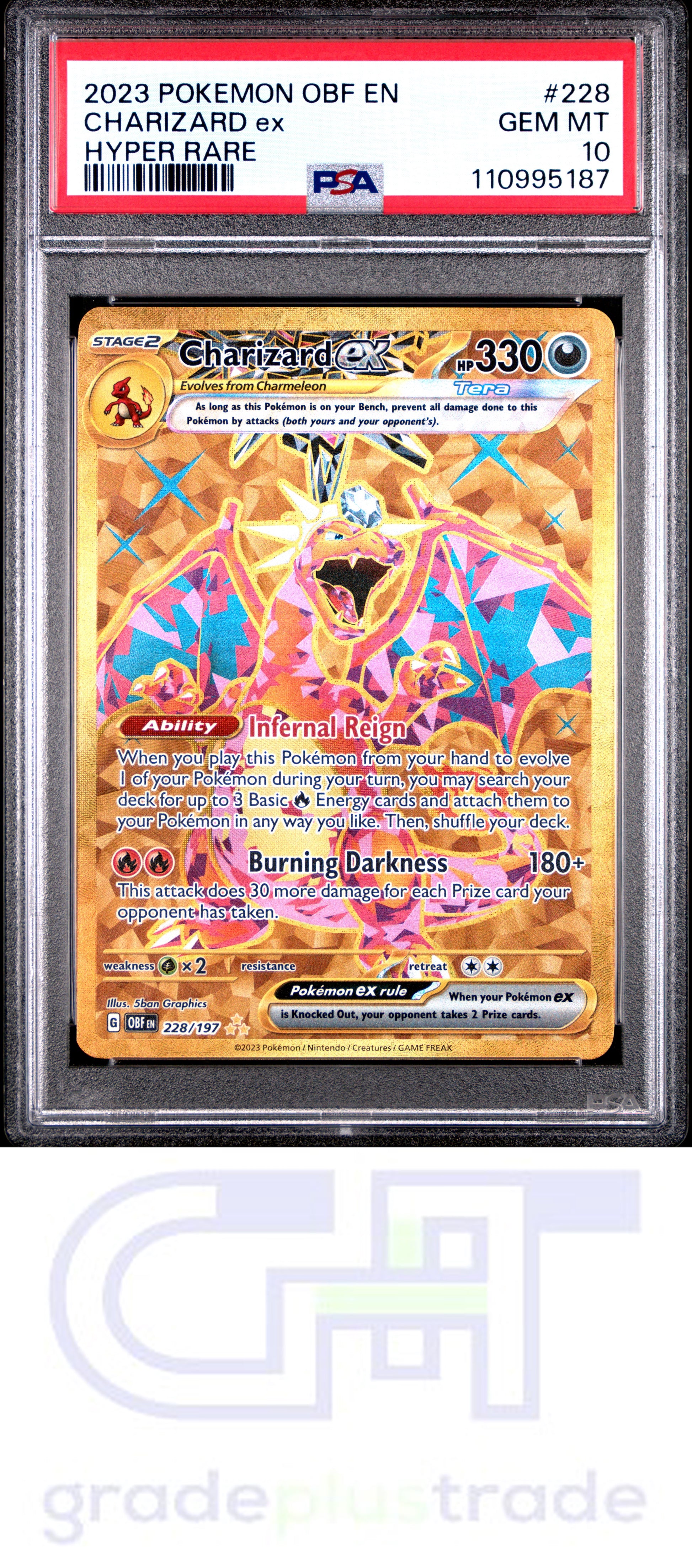 2023 Pokemon Obf En-Obsidian Flames #228 Hyper Rare Charizard Ex PSA 10