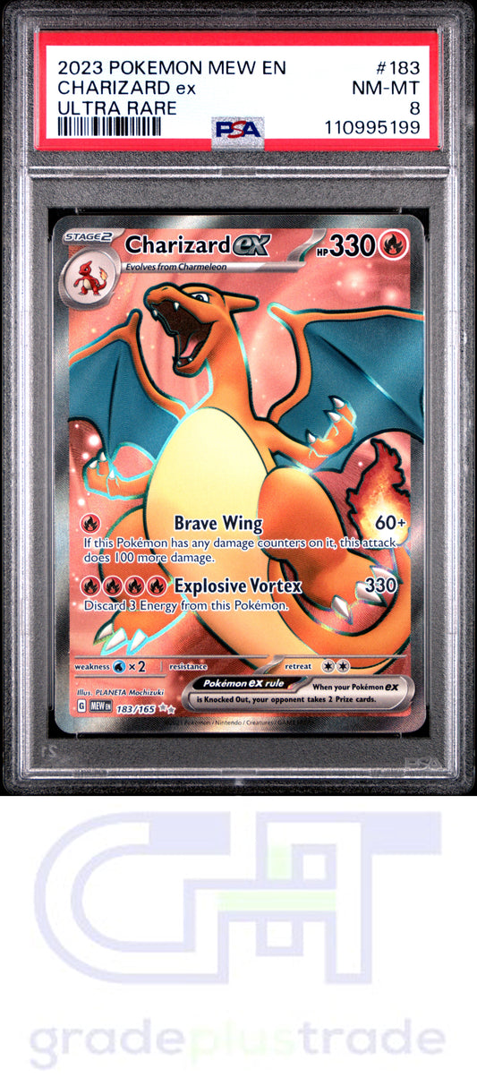 2023 Pokemon Mew En-151 #183 Ultra Rare Charizard Ex PSA 8