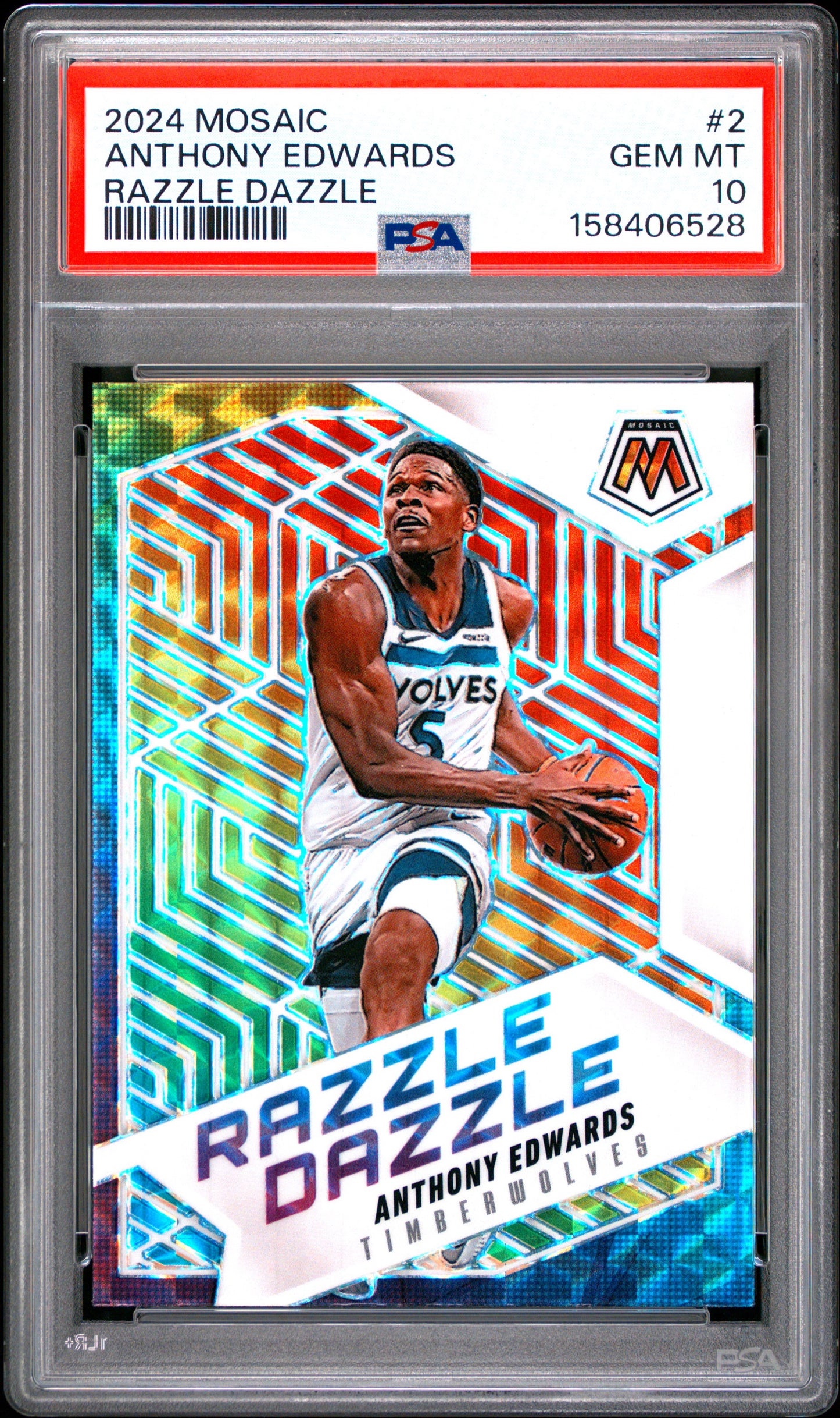 2024 Mosaic #2 Anthony Edwards Razzle Dazzle PSA 10