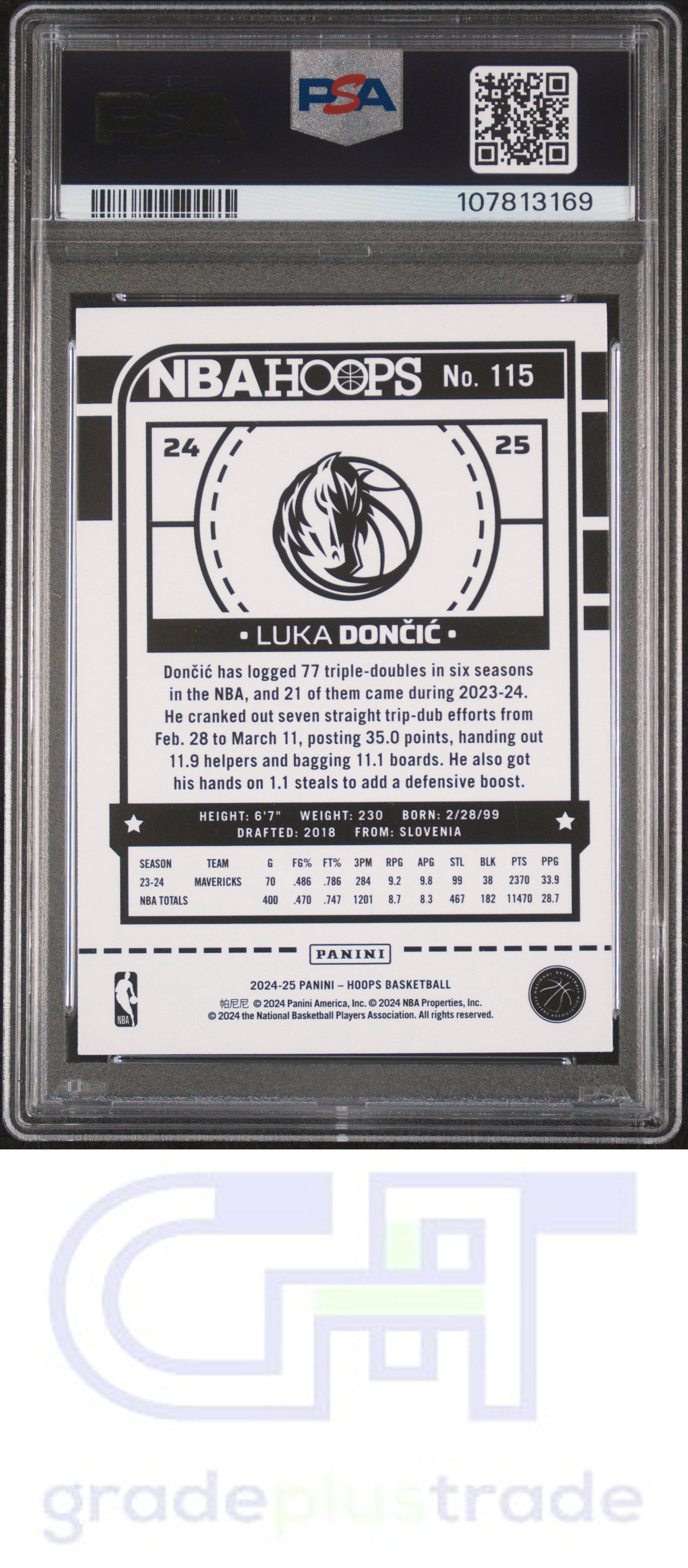 2024 Panini NBA Hoops #115 Blue Luka Doncic PSA 7