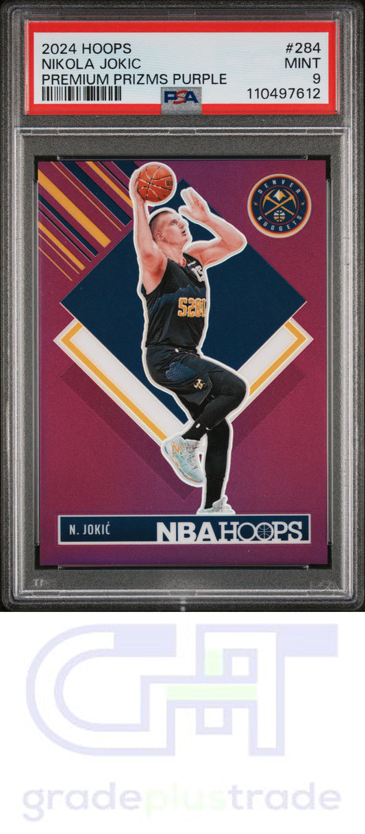 2024 Panini NBA Hoops #284 Premium Prizms Purple Nikola Jokic PSA 9