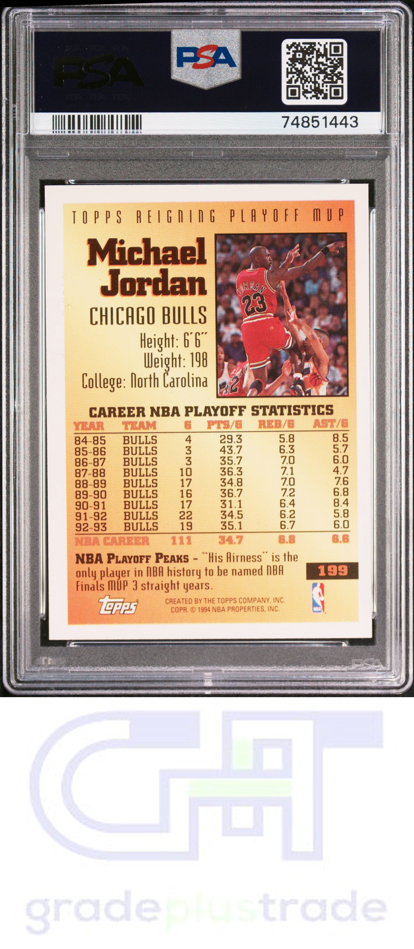 1993 Topps #199 Michael Jordan PSA 9