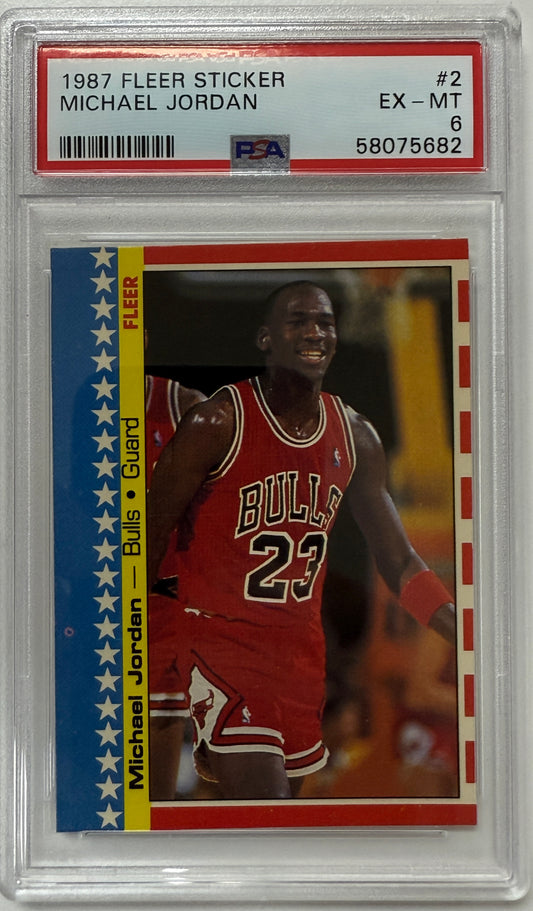 1987 Fleer Sticker #2 Michael Jordan PSA 6