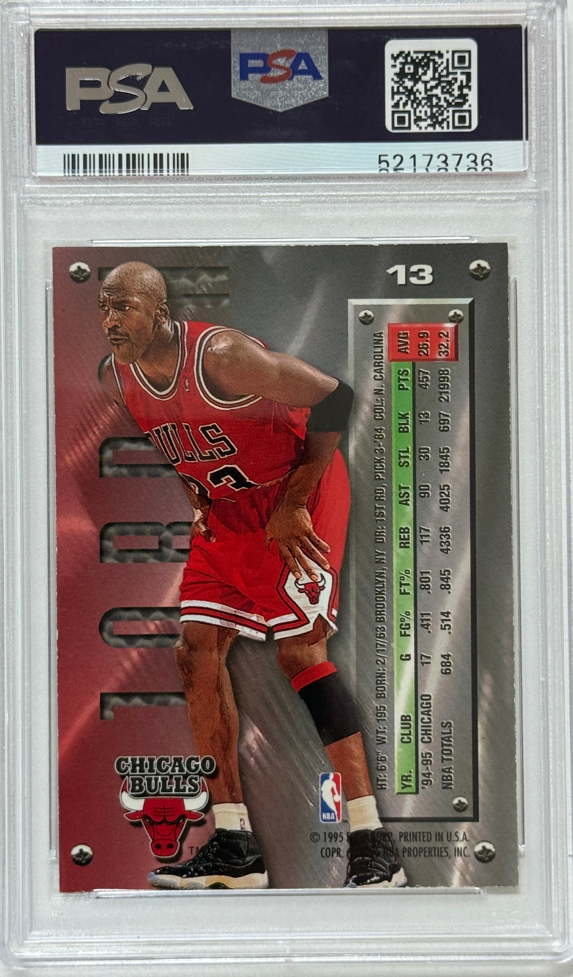 1995 Metal #13 Silver Spotlight Michael Jordan PSA 8