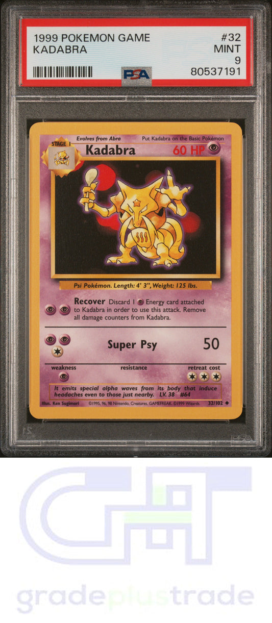 1999 Pokemon Game #32 Kadabra PSA 9