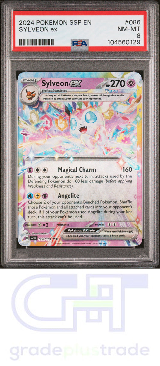 2024 Pokemon Ssp En-Surging Sparks #086 Sylveon Ex PSA 8