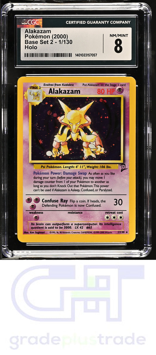 2000 Base Set 2 #1/130 Alakazam CGC 8