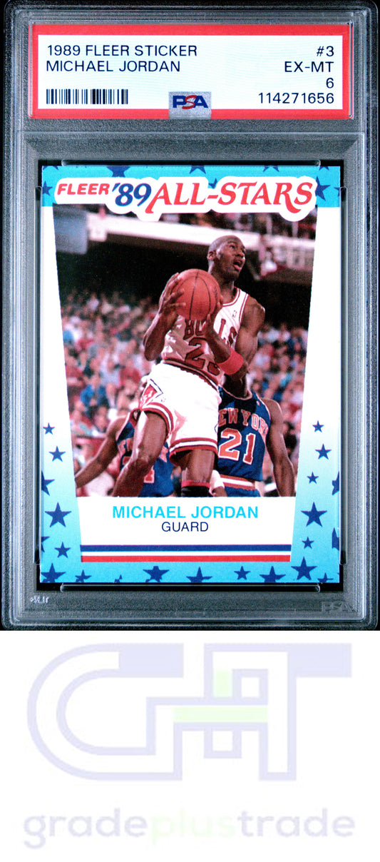 1989 Fleer Sticker #3 Michael Jordan PSA 6