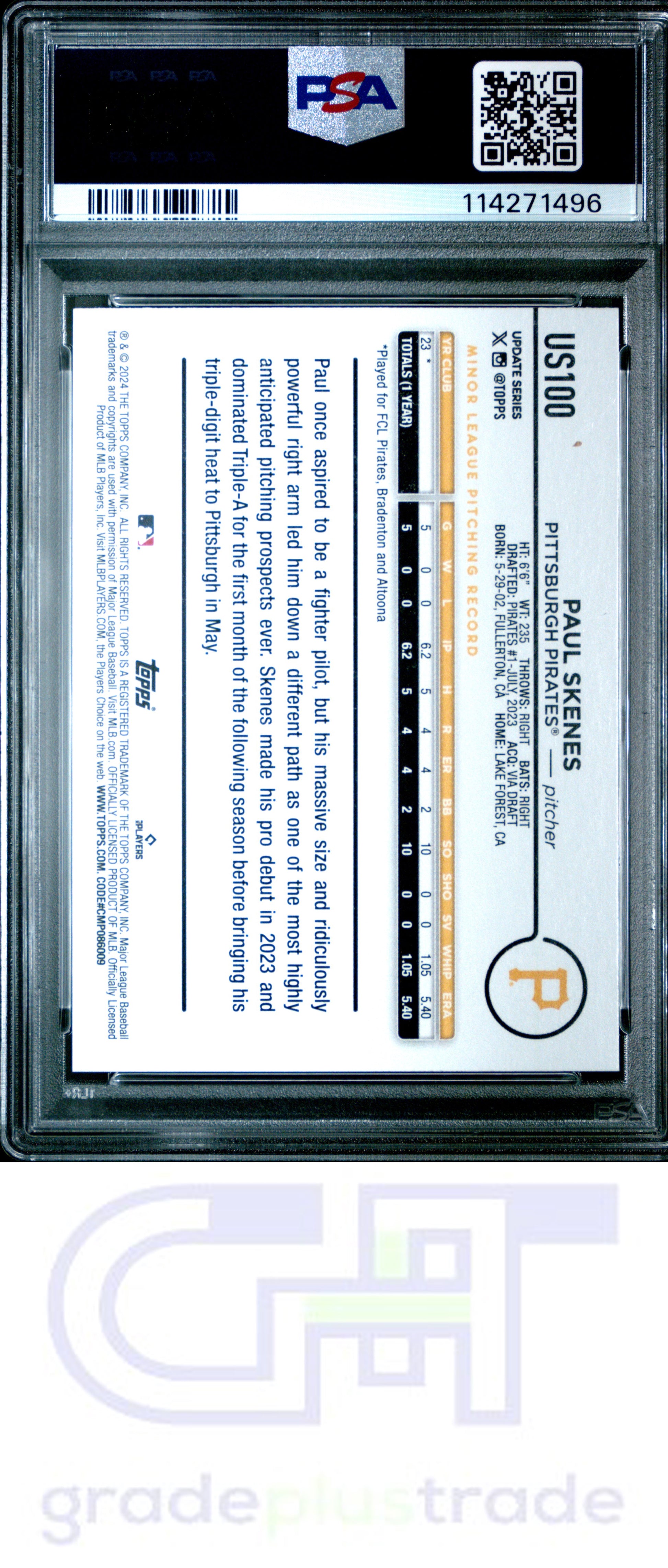2024 Topps Update #US100 Paul Skenes PSA 9