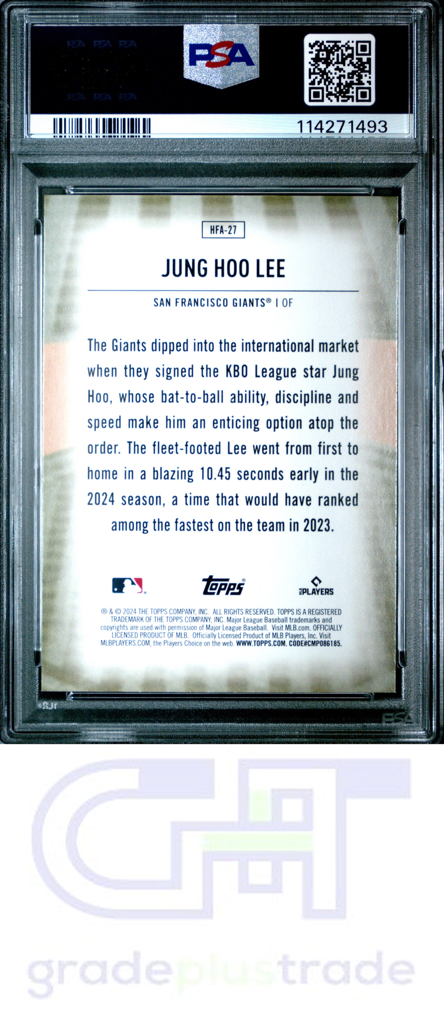 2024 Topps Home Field Advantage #HFA27 Update Jung Hoo Lee PSA 10