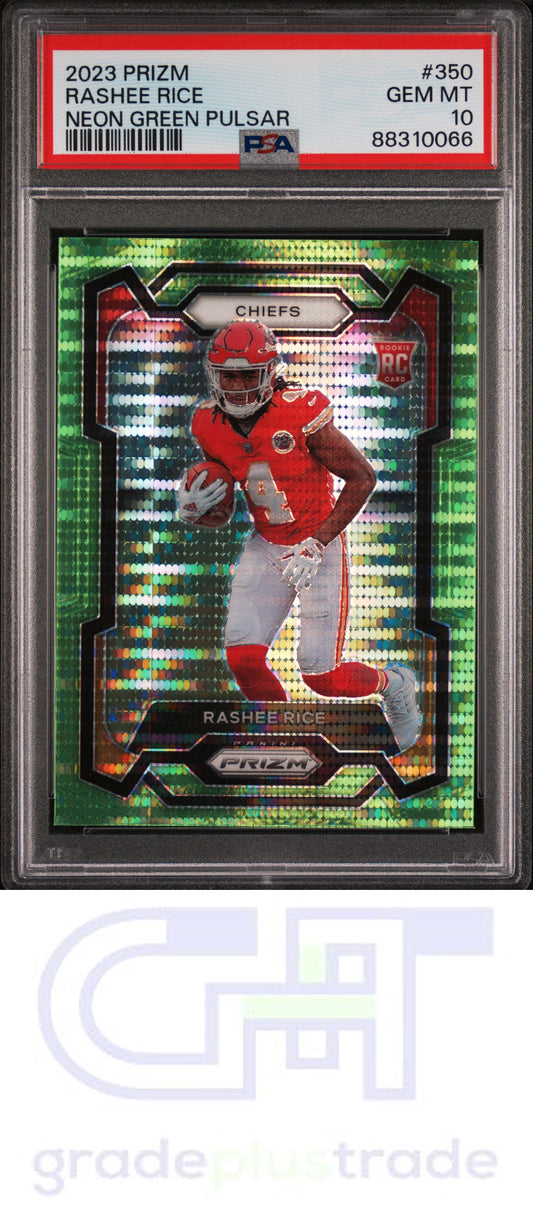 2023 Panini Prizm #350 Neon Green Pulsar Rashee Rice PSA 10