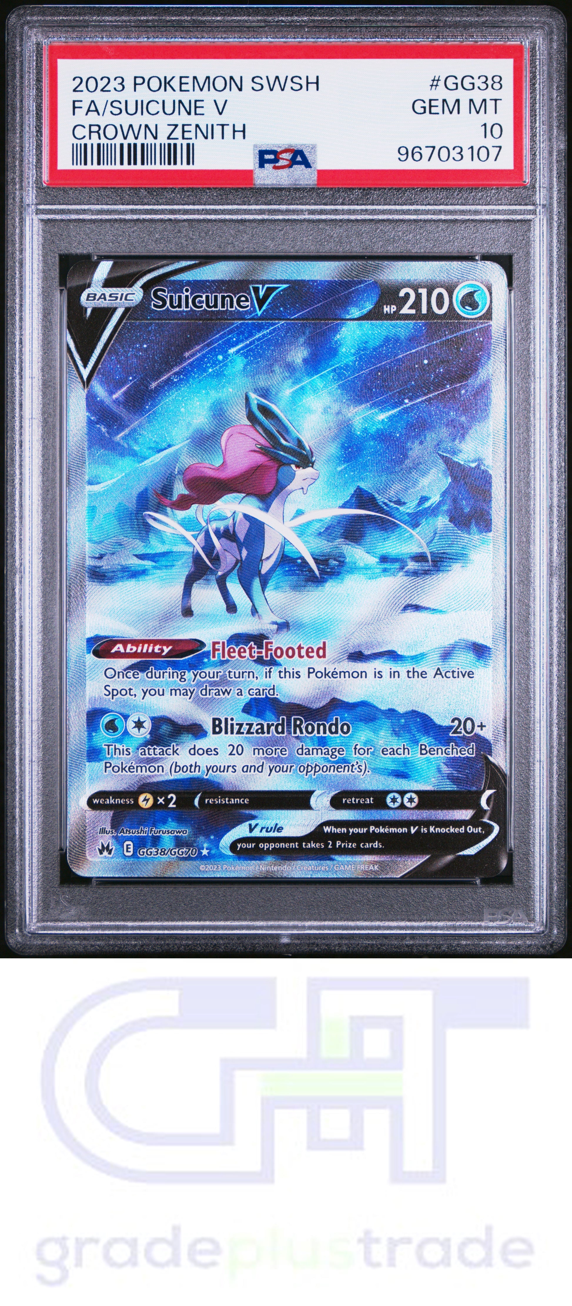 2023 Pokemon Sword And Shield Crown Zenith #GG38 Crown Zenith Fa/Suicune V PSA 10