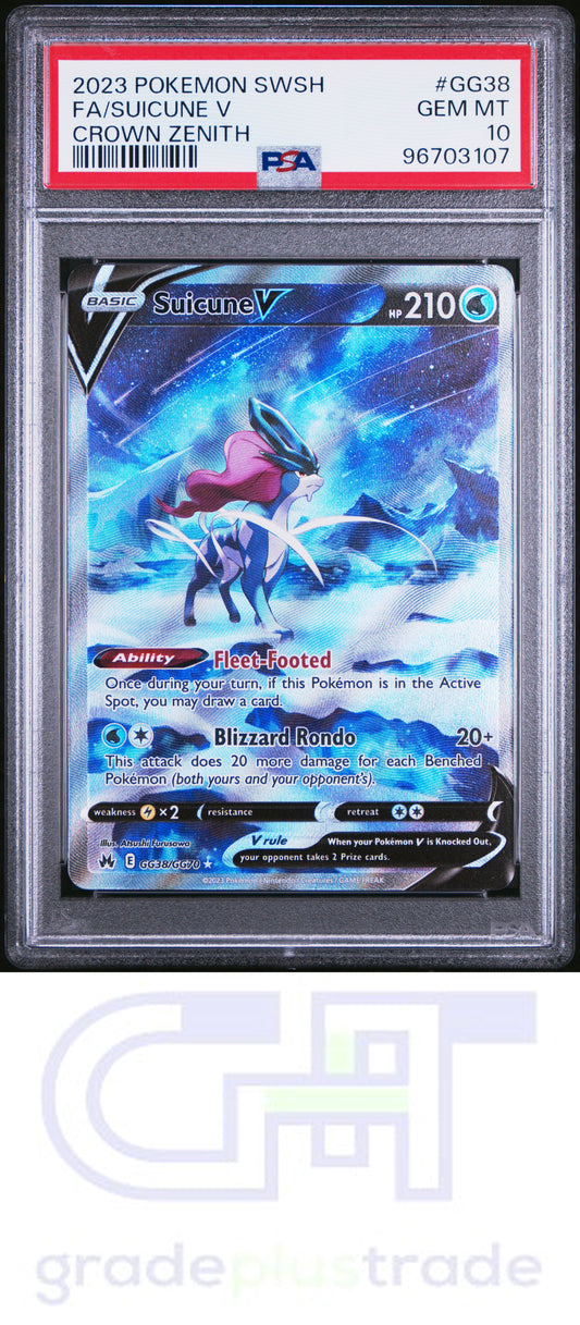 2023 Pokemon Sword And Shield Crown Zenith #GG38 Crown Zenith Fa/Suicune V PSA 10