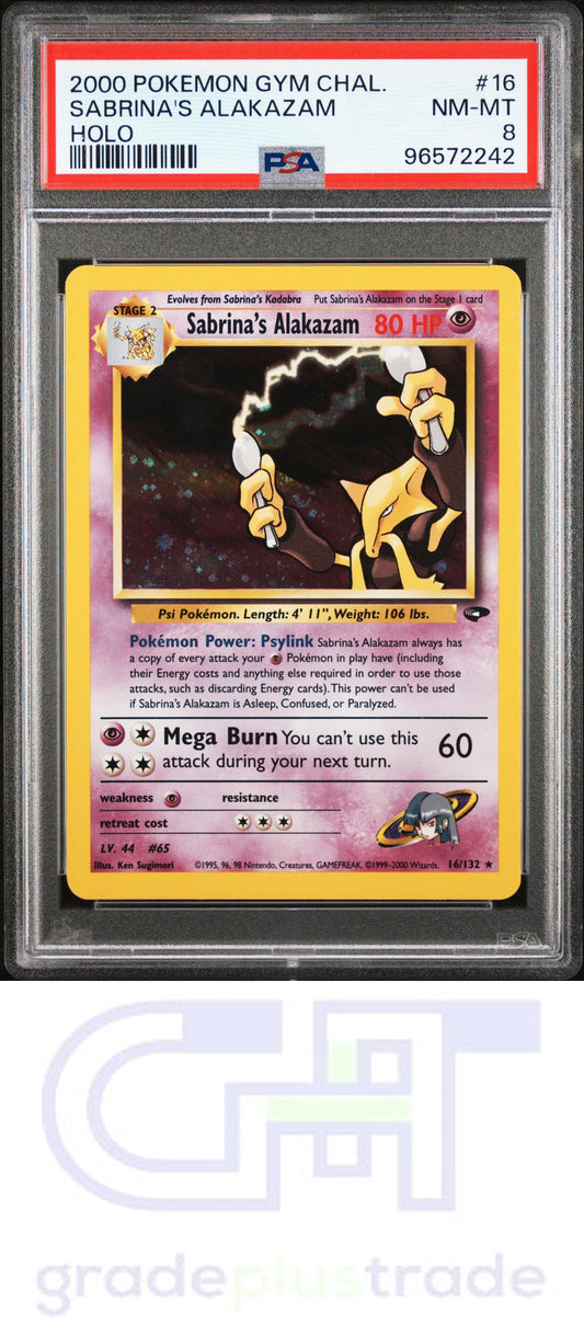2000 Pokemon Gym Challenge #16 Holo Sabrina'S Alakazam PSA 8