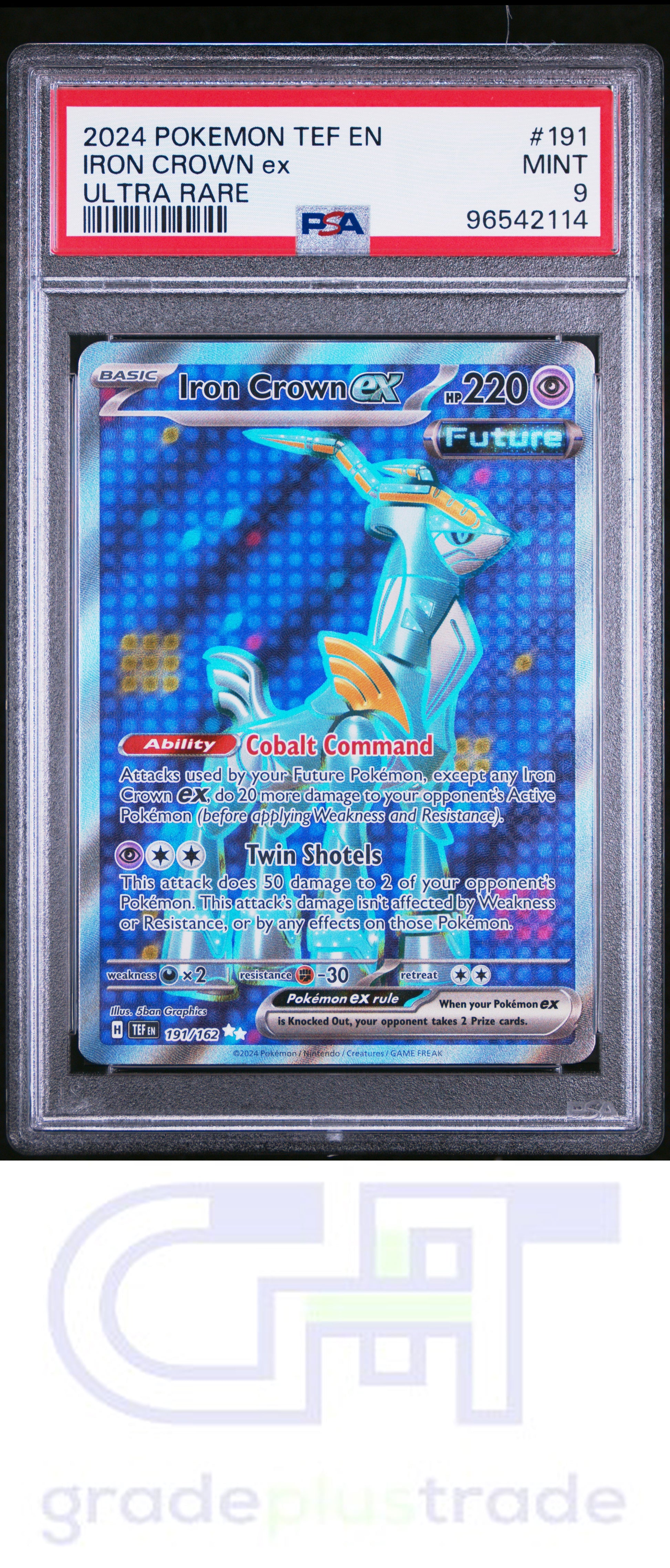 2024 Pokemon Tef En-Temporal Forces #191 Ultra Rare Iron Crown Ex PSA 9