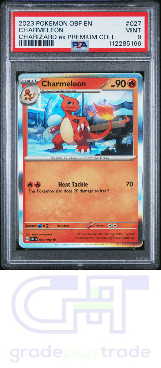 2023 Pokemon Obf En-Obsidian Flames #027 Charizard Ex Premium Coll. Charmeleon PSA 9
