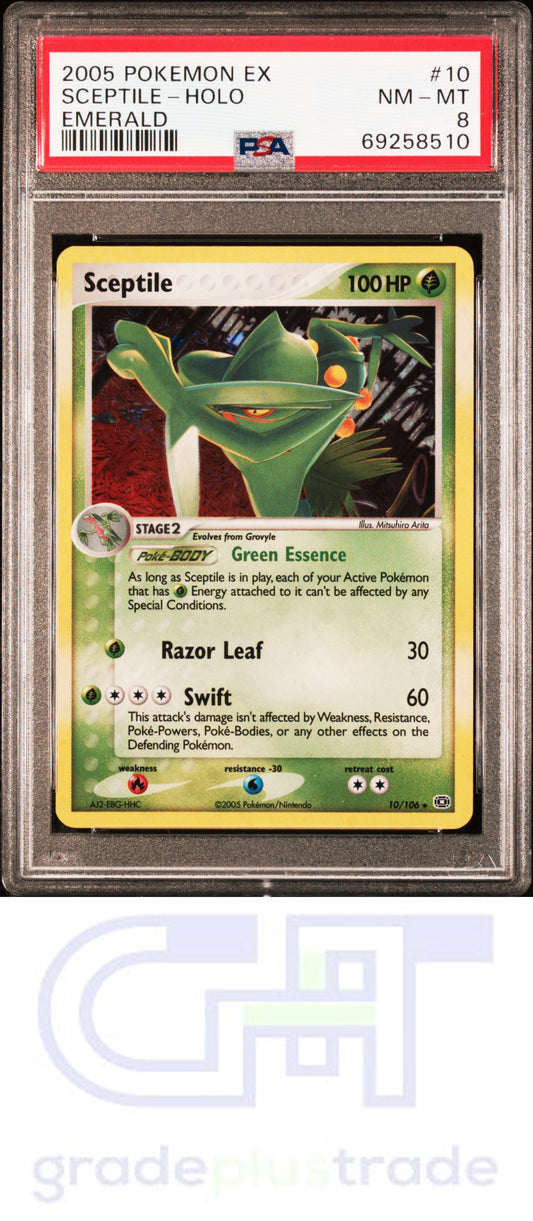 2005 Pokemon Ex Emerald #10 Emerald Sceptile-Holo PSA 8