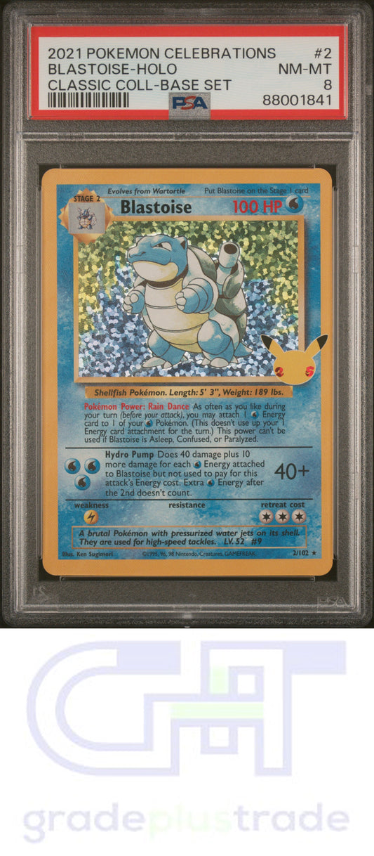 2021 Pokemon Celebrations Classic Collection #2 Classic Coll-Base Set Blastoise-Holo PSA 8