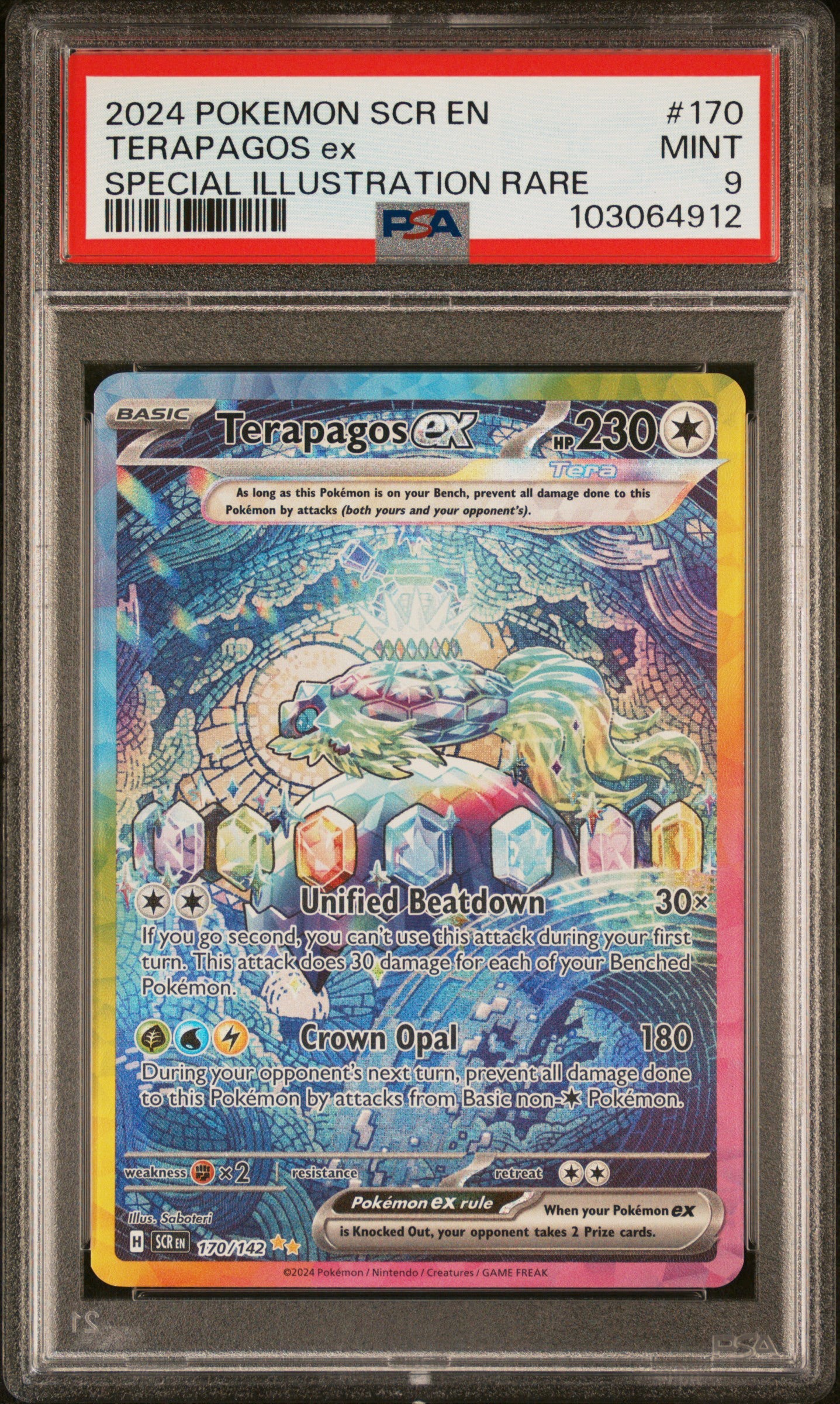 2024 Pokemon SCR EN #170 Terapagos Ex Special Illustration Rare PSA 9