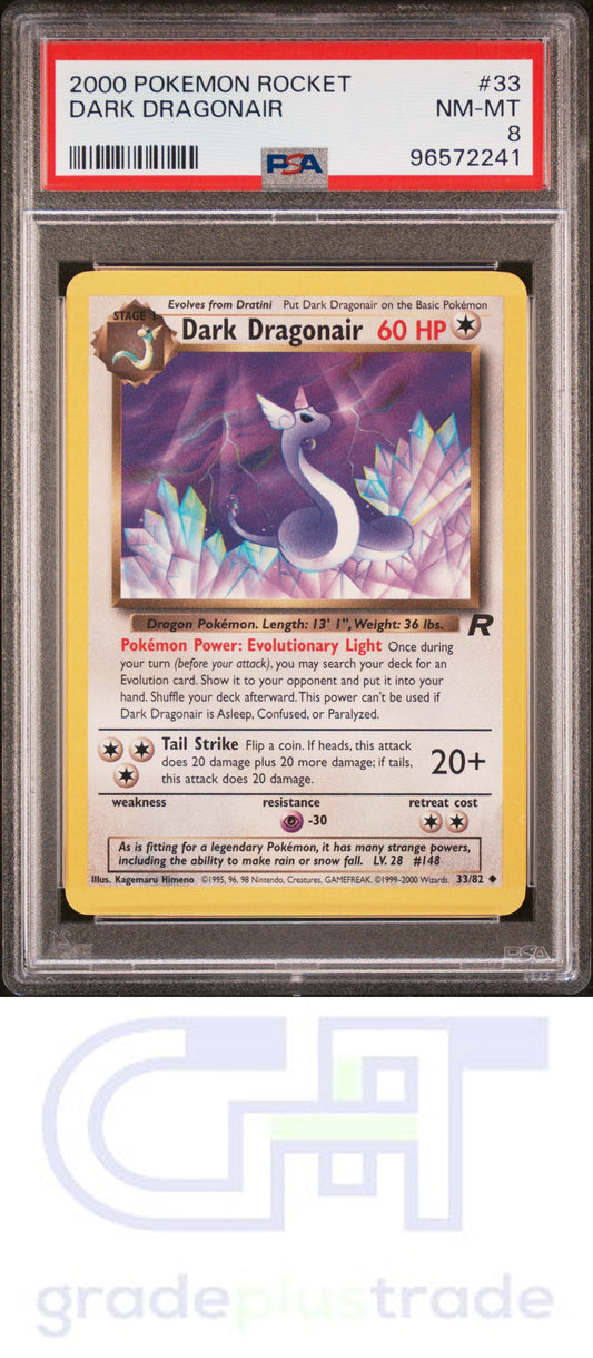 2000 Pokemon Rocket #33 Dark Dragonair PSA 8
