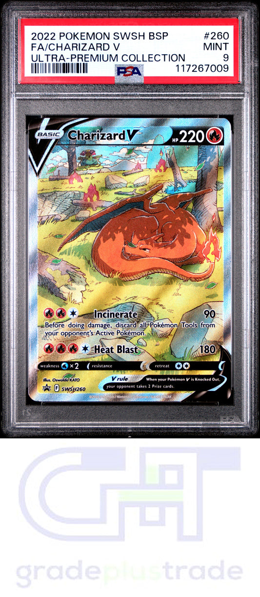 2022 Pokemon Swsh Black Star Promo #260 Premium Collection Charizard V PSA 9