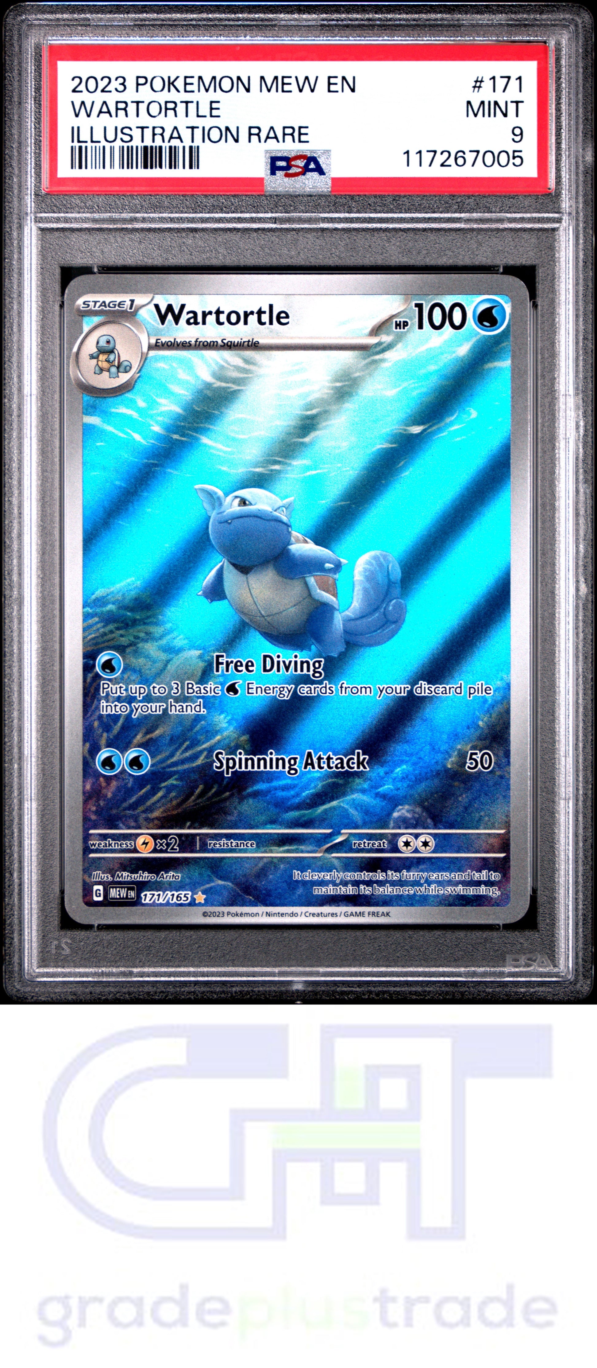 2023 Pokemon Mew En-151 #171 Wartortle Illustration Rare PSA 9