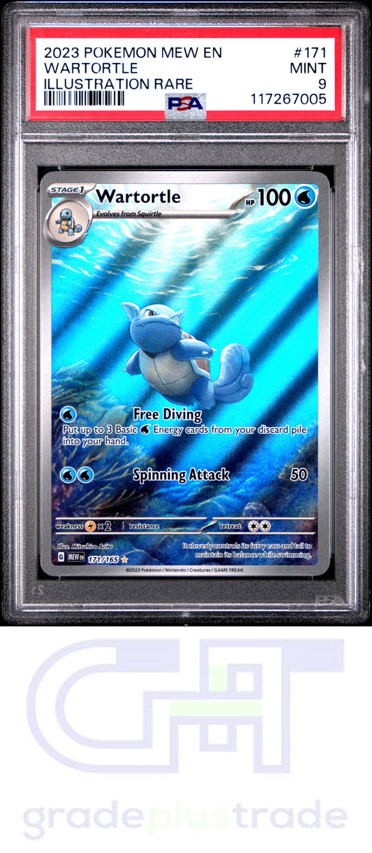2023 Pokemon Mew En-151 #171 Wartortle Illustration Rare PSA 9
