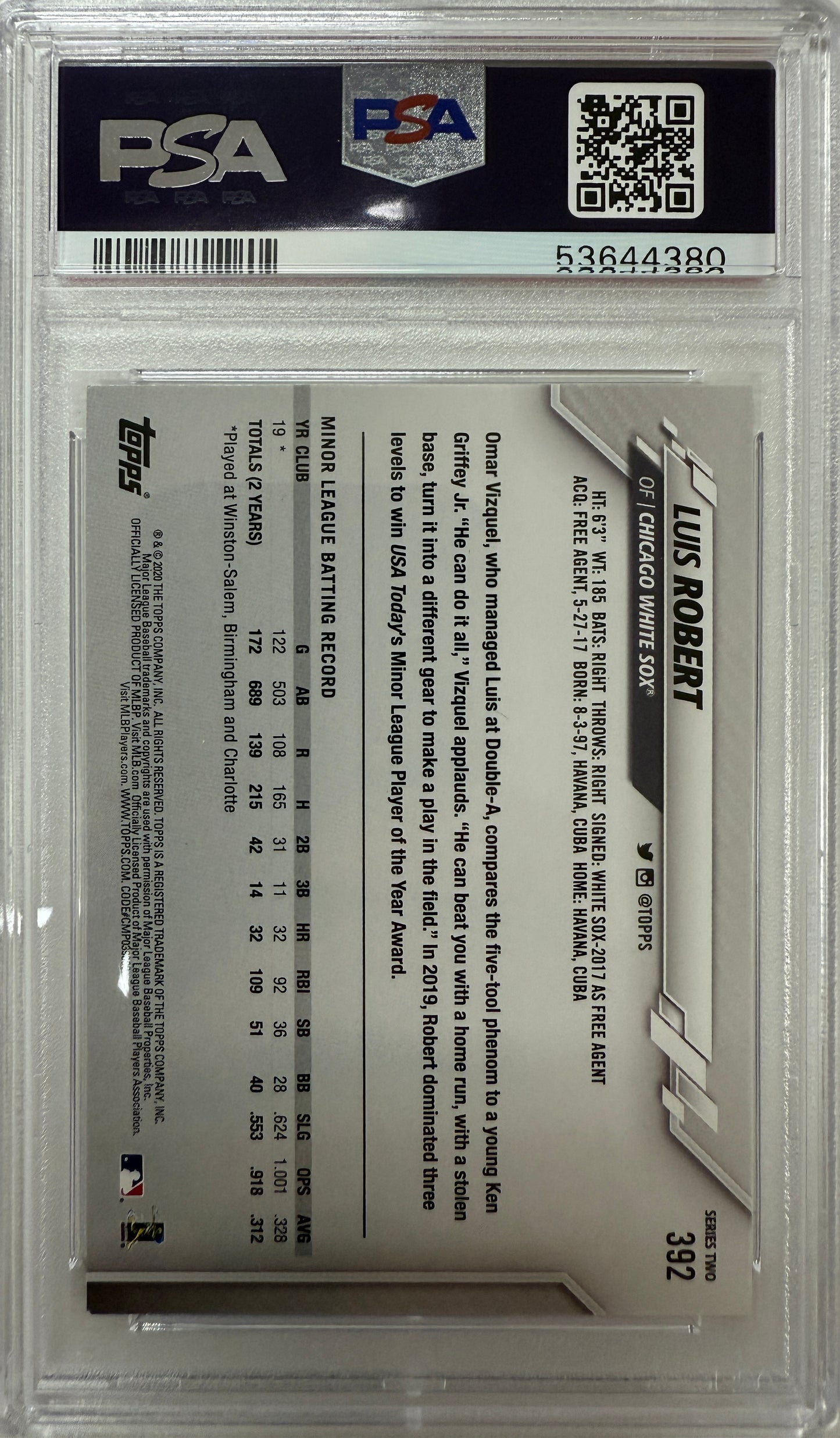 2020 Topps #392 Luis Robert PSA 9