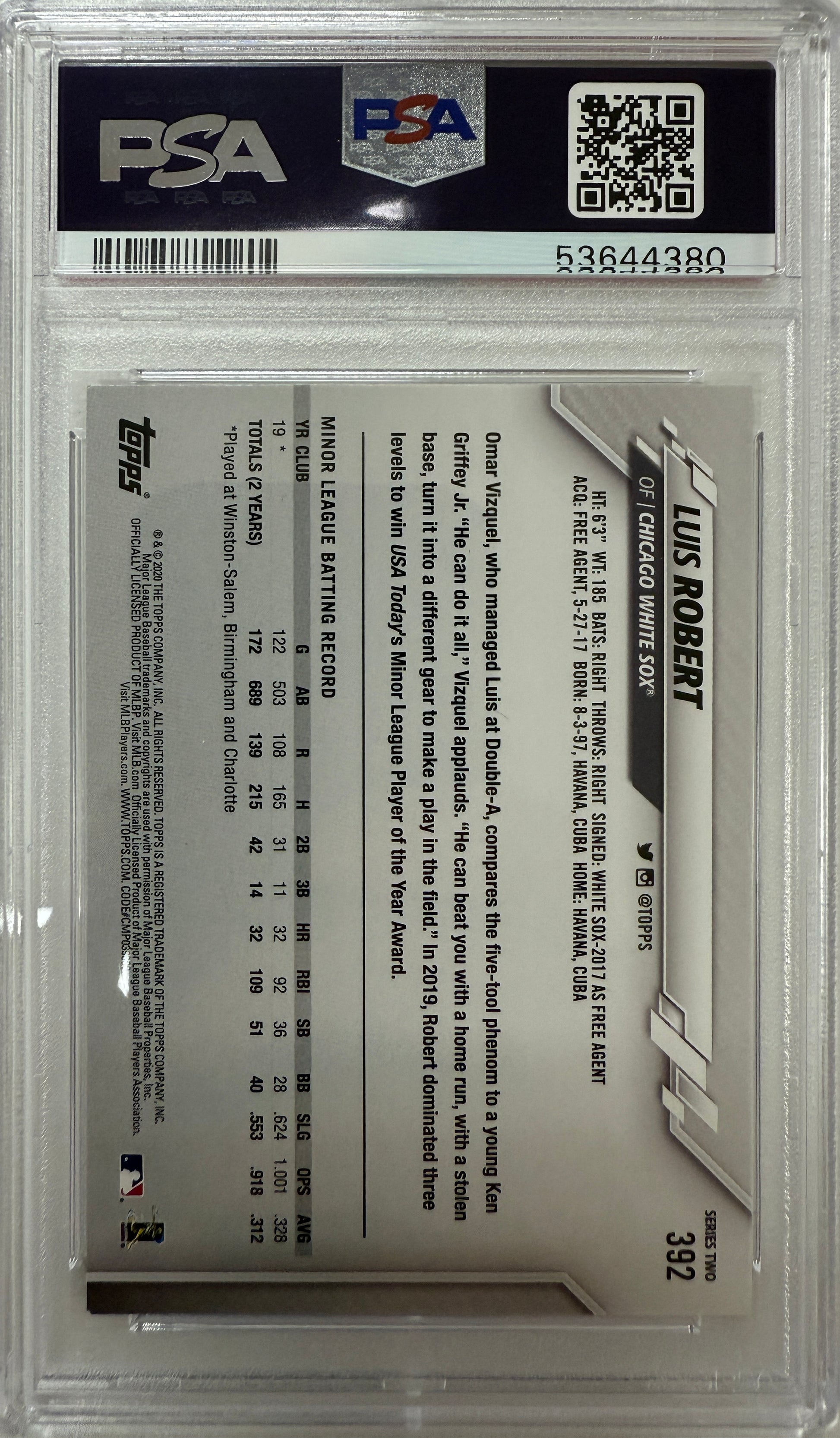 2020 Topps #392 Luis Robert PSA 9