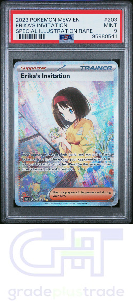2023 Pokemon Mew En-151 #203 Special Illustration Rare Erika'S Invitation PSA 9