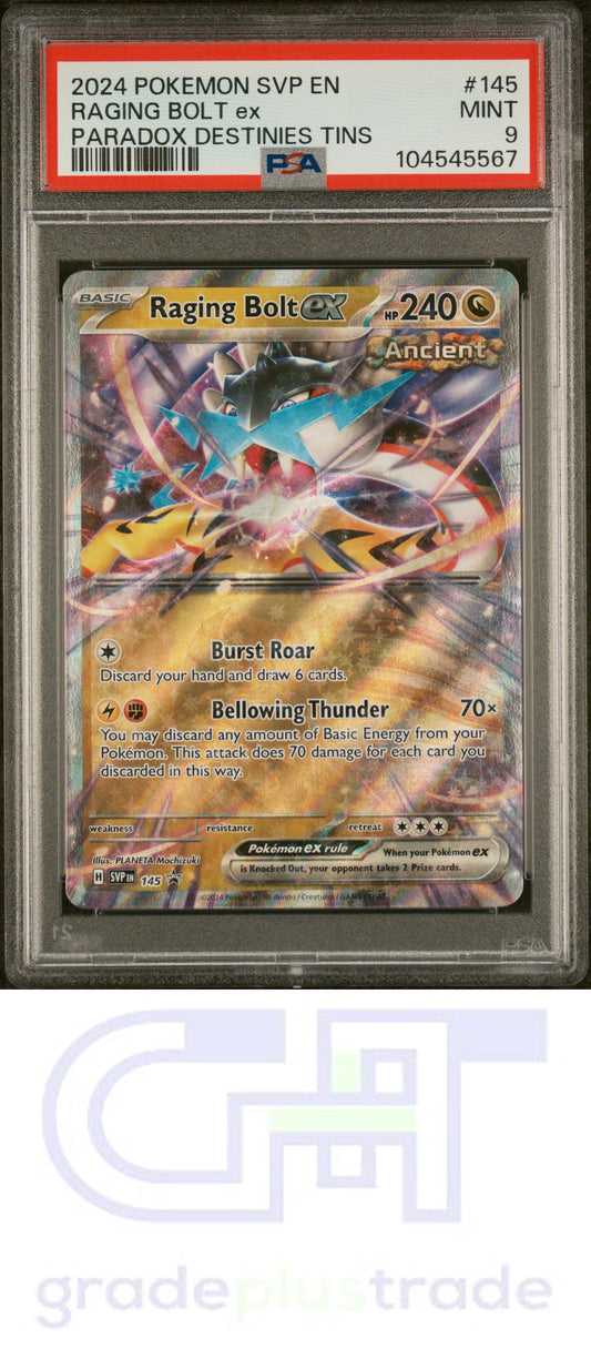 2024 Pokemon Svp En-Sv Black Star Promo #145 Raging Bolt Ex PSA 9