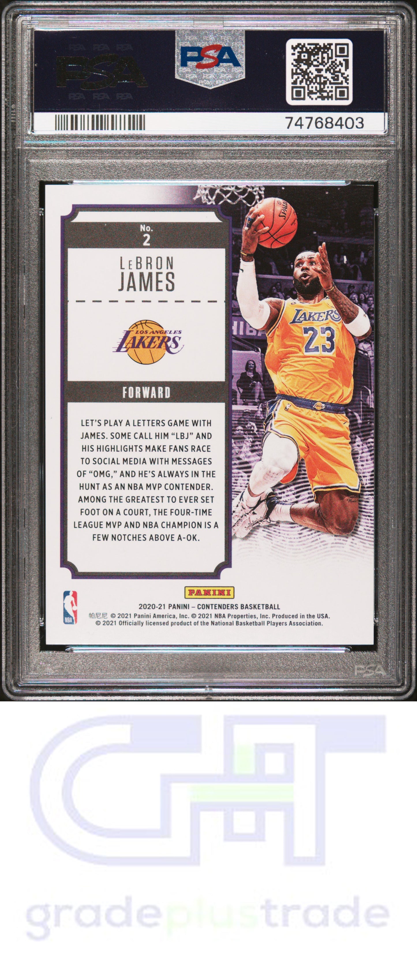 2020 Panini Contenders Mvp Contenders #2 Mvp Contenders Lebron James PSA 10