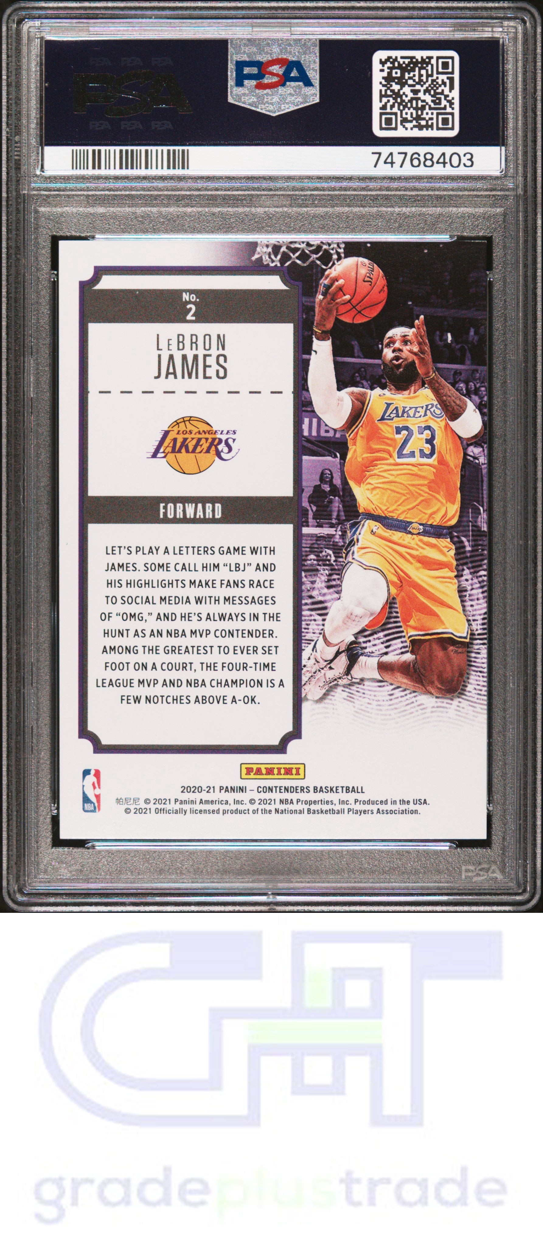 2020 Panini Contenders Mvp Contenders #2 Mvp Contenders Lebron James PSA 10