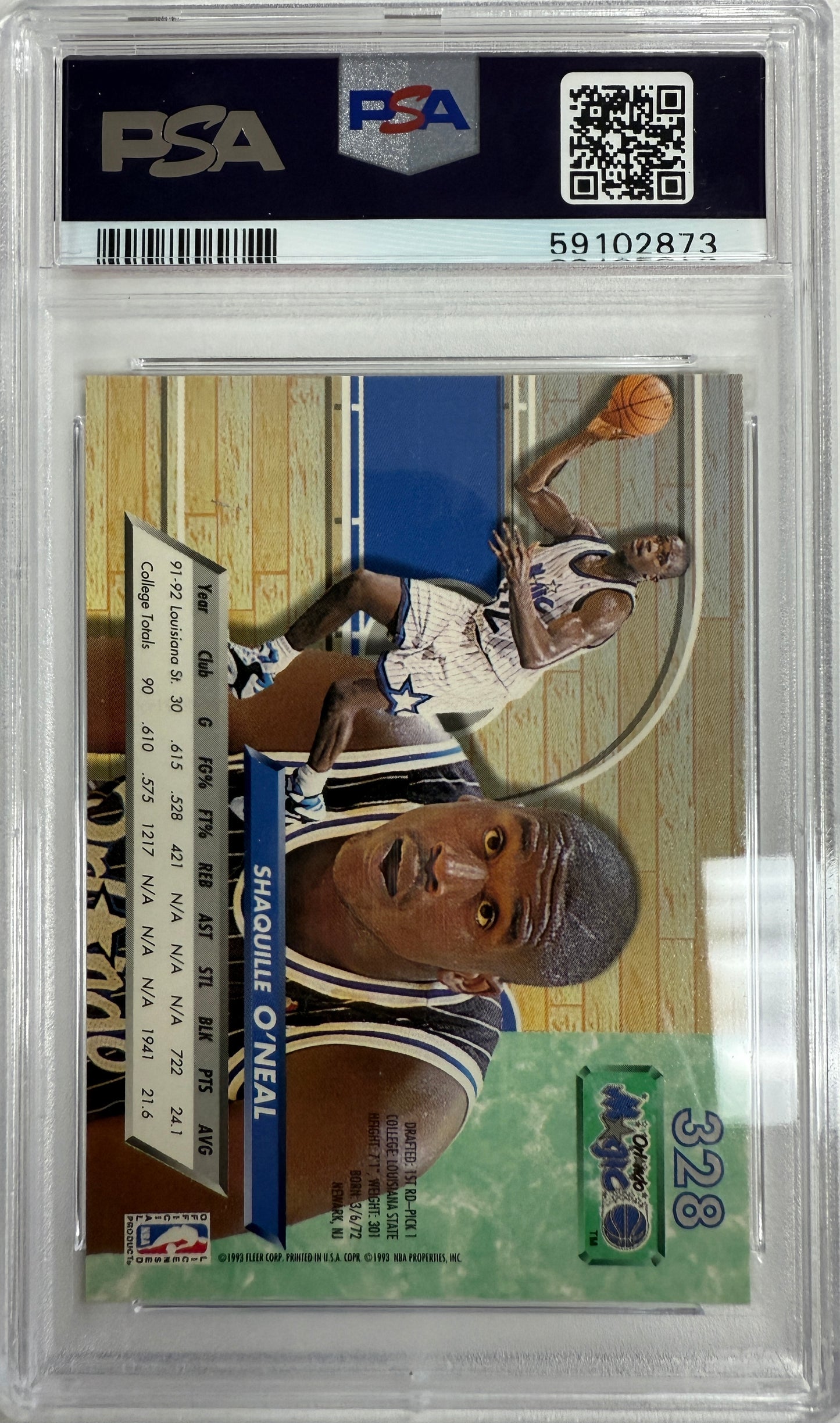 1992 Ultra #328 Shaquille O'Neal PSA 9