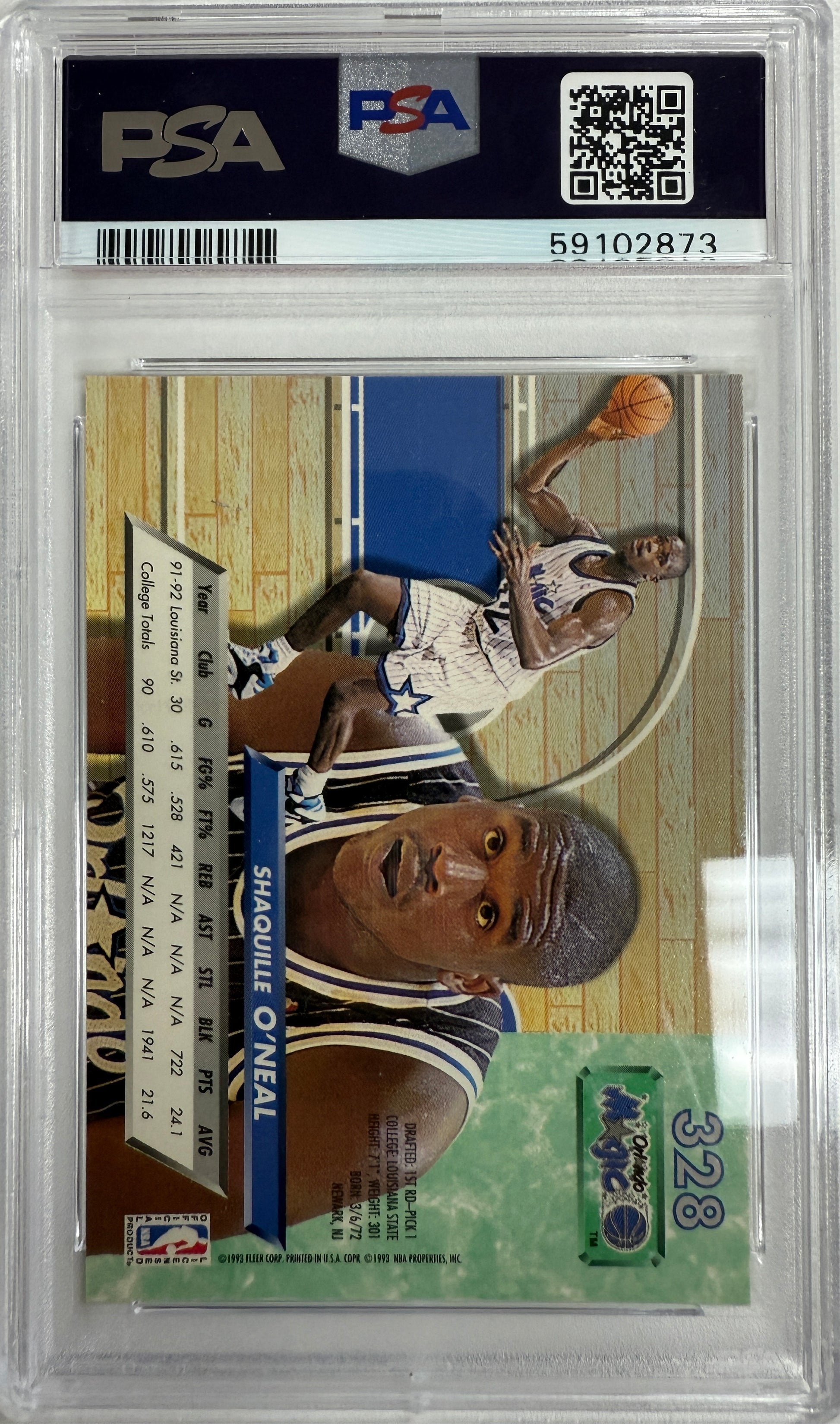 1992 Ultra #328 Shaquille O'Neal PSA 9
